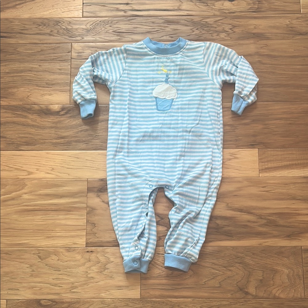 Striped Blue Cupcake Kids One Piece